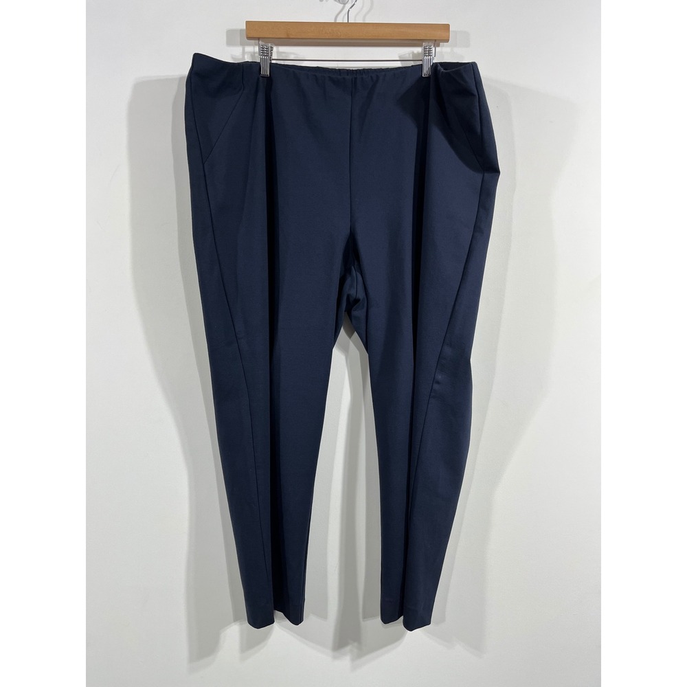 J. Jill Navy Blue Ponte Slim Leg Pants 3X Elastic Waist Stretch Knit Mature Chic